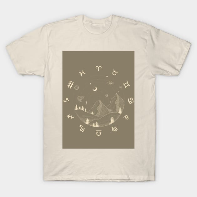 Zodiac Planets and Nature Graphic T-Shirt by WonderfulHumans